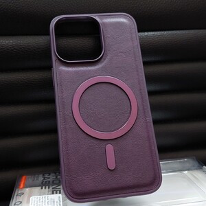 MagSafe Leather Case iPhone 14 PRO / лилав /